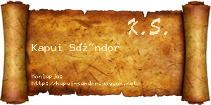 Kapui Sándor névjegykártya