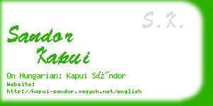 sandor kapui business card